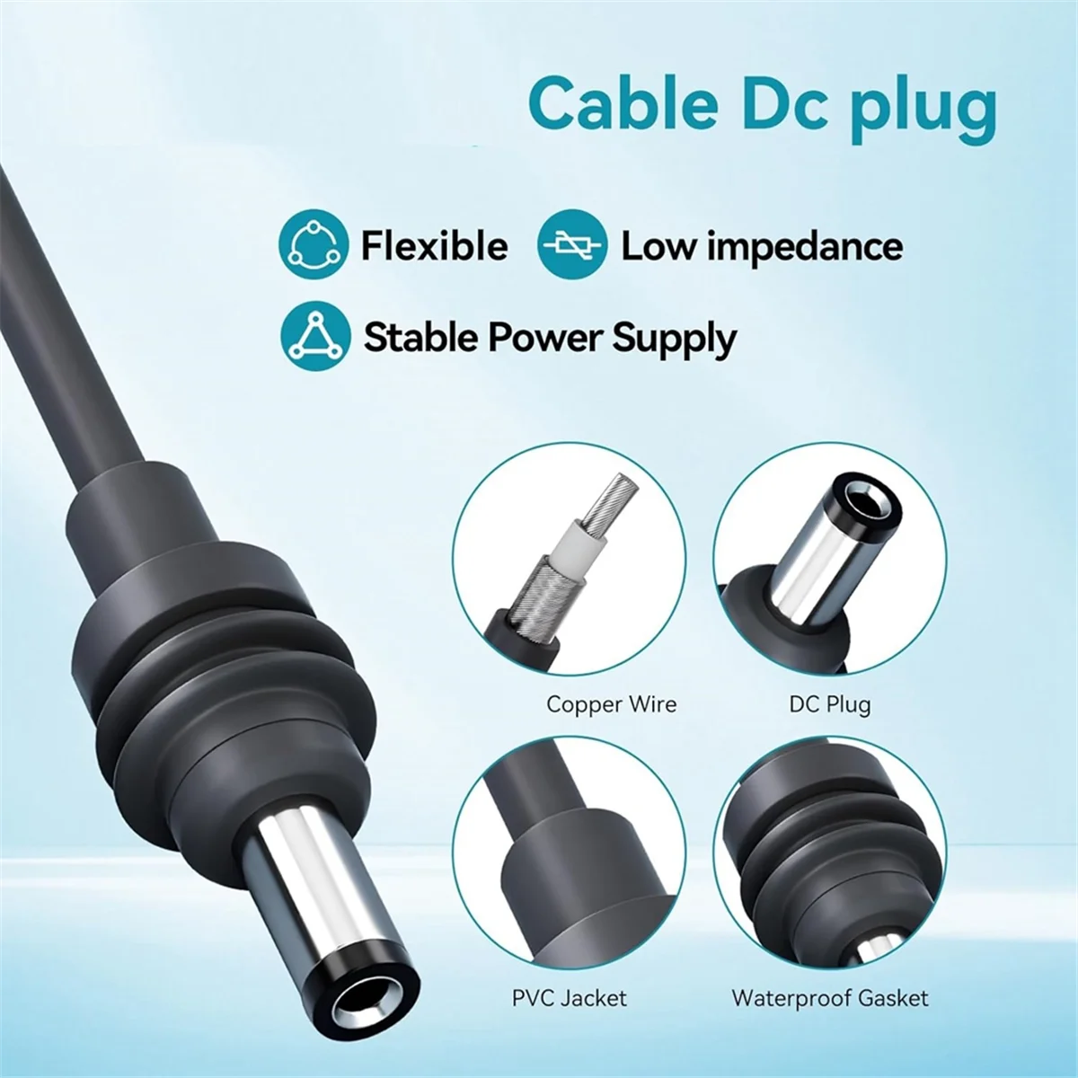 ABJZ لمحول بطارية صغير لكابل طاقة تيار مستمر صغير ببطارية 18 فولت مع 3 صمامات