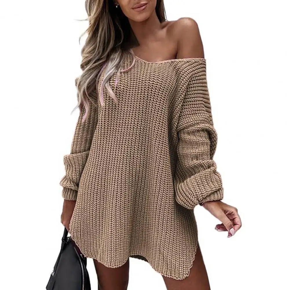 Women Loose Fit Hollow Out Pullovers Solid Long Sleeve Autumn Winter V-Neck Long Top Loungewear Sweaters Streetwear