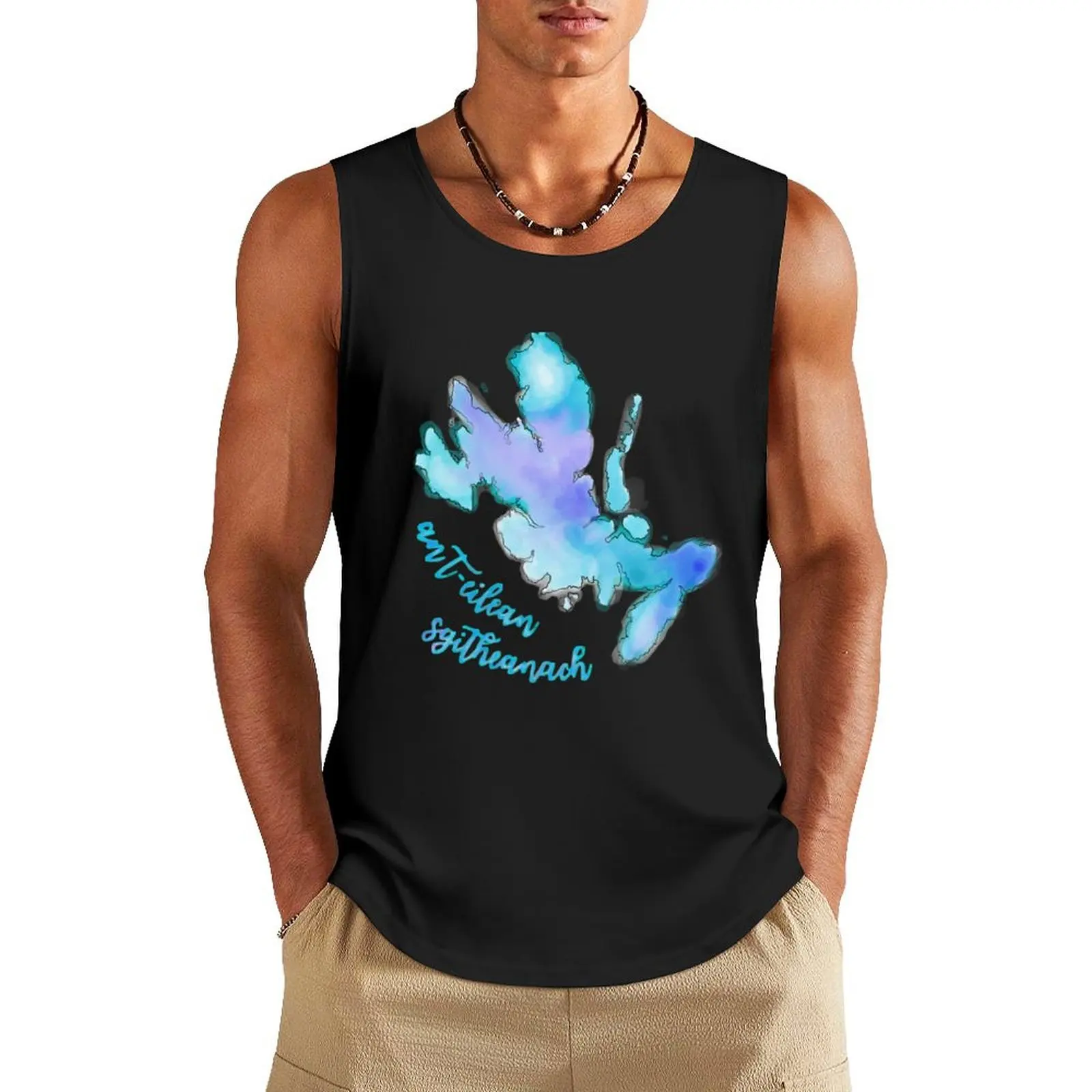 Insel von Skye - an T-Eilean Sgitheanach-Schottland-Aquarell Tank Top Gym tragen Männer Sommer 2024 Männer Kleidung Männer Kleidung