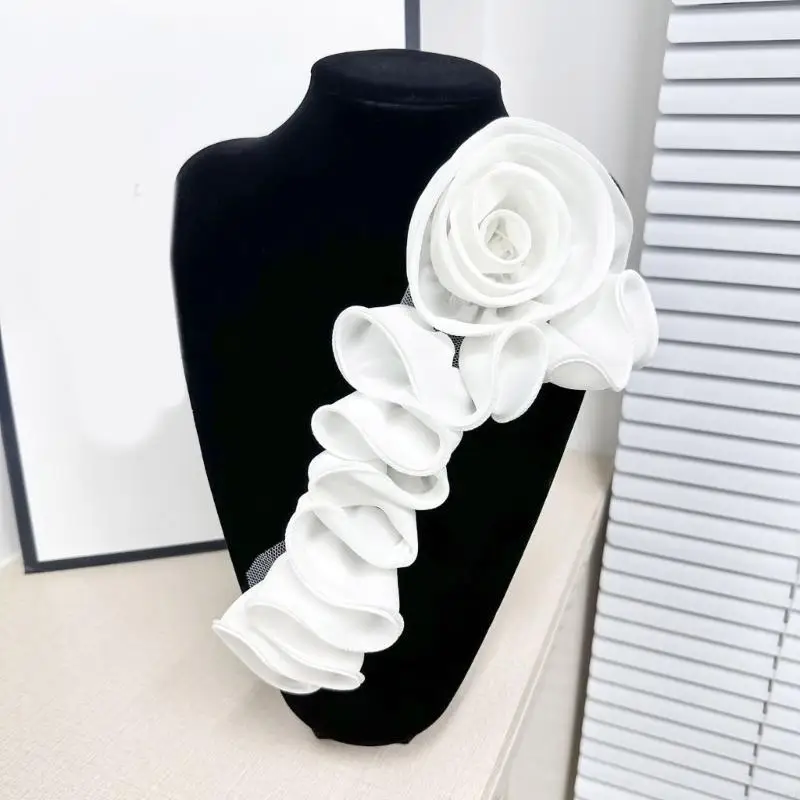 

Универсальные цветочные нашивки с рюшами, стильные аппликации из свадебной ткани с рюшами по краям для повседневной носки