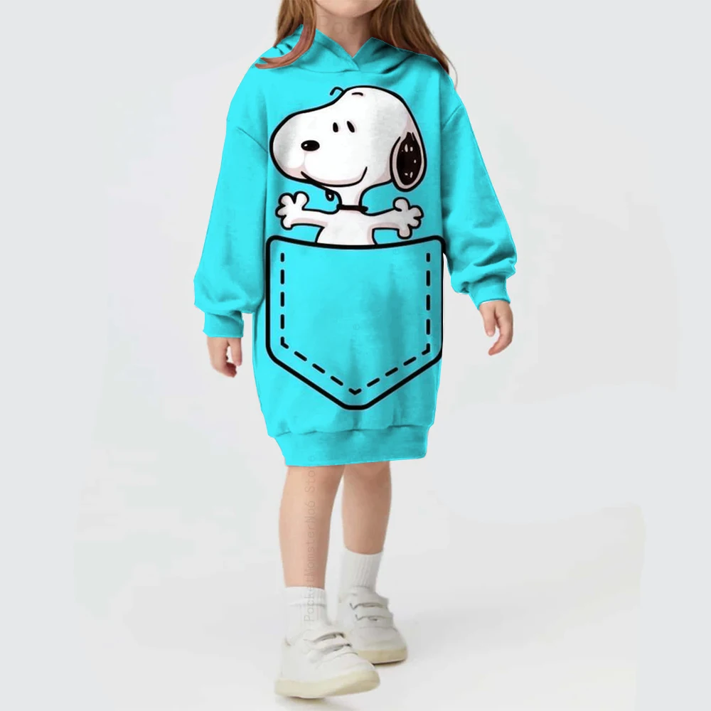 Autumn and winter Disney Snoopy printed hooded skirt baby girl fashionable and comfortable hoodie loose long-sleeved sweatshirt