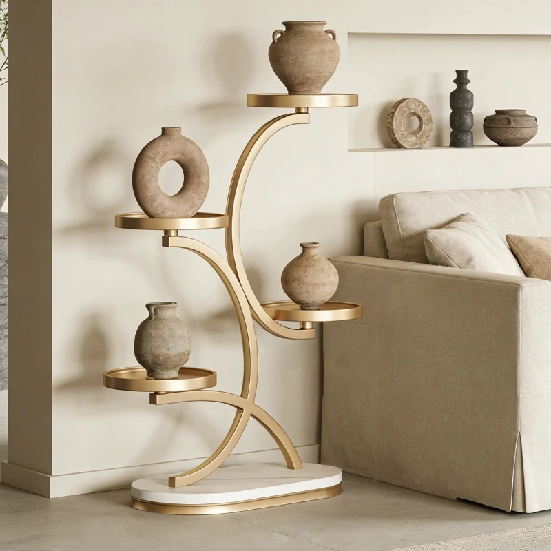 Living Room Entryway Planter Holder Shelf Storage Balcony Home Decor Metal Modern Nordic Organizer Apartment Kitchen Decor