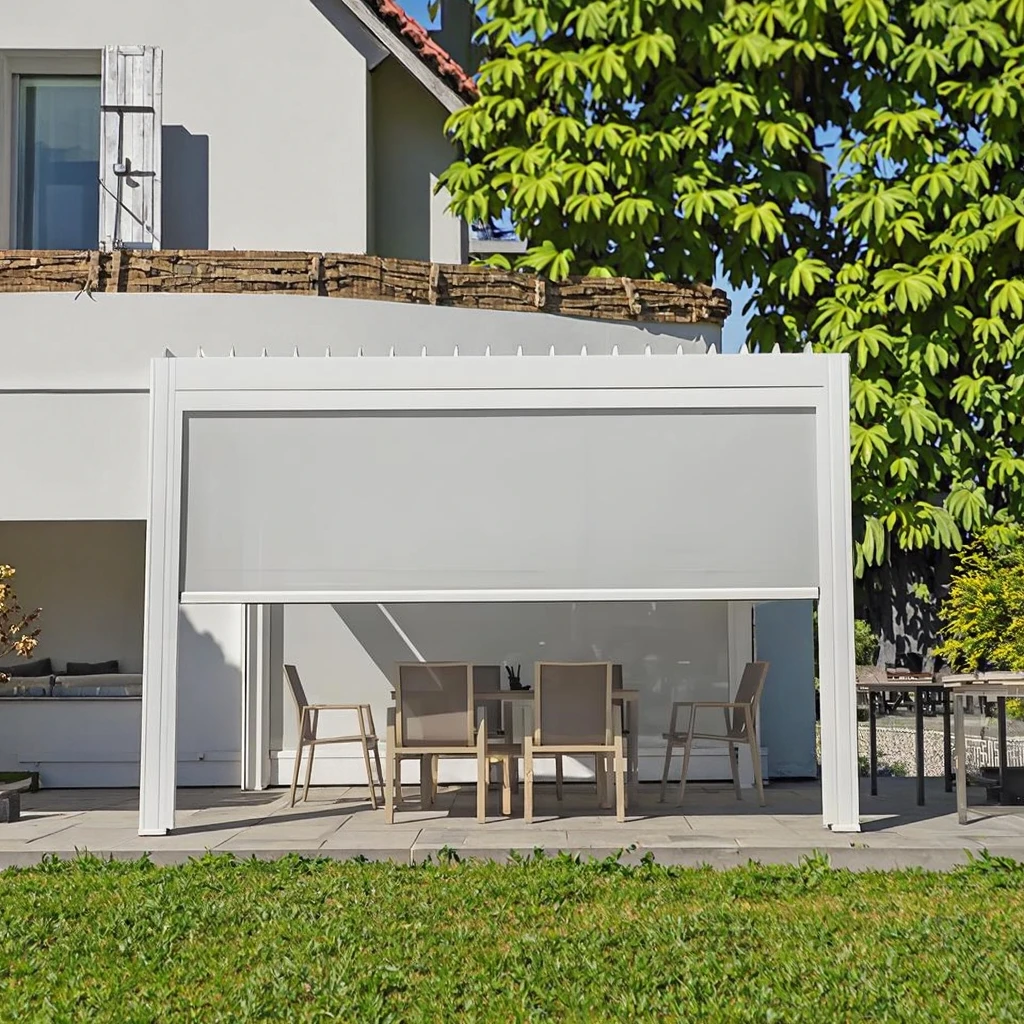 Aluminum Powder Coated Electric Louver Gazebo, Waterproof Outdoor Louvered Roof Pergola, Garden Patio Shade Structure