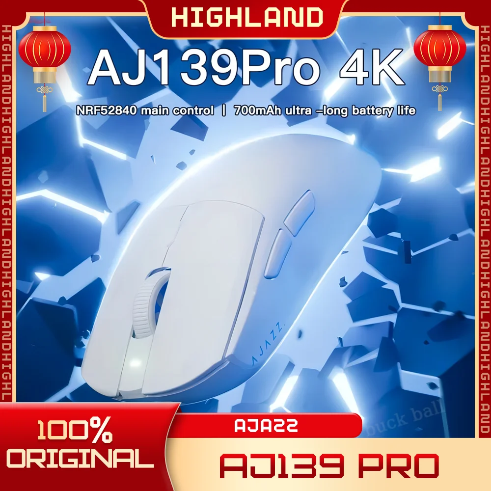 

Ajazz AJ139Pro 4K 2Mode Wireless Mouse Gaming Mouse 2.4G USB Lightweight 26000DPI PAW3395 Long Endurance Gamer Low Latency Mice