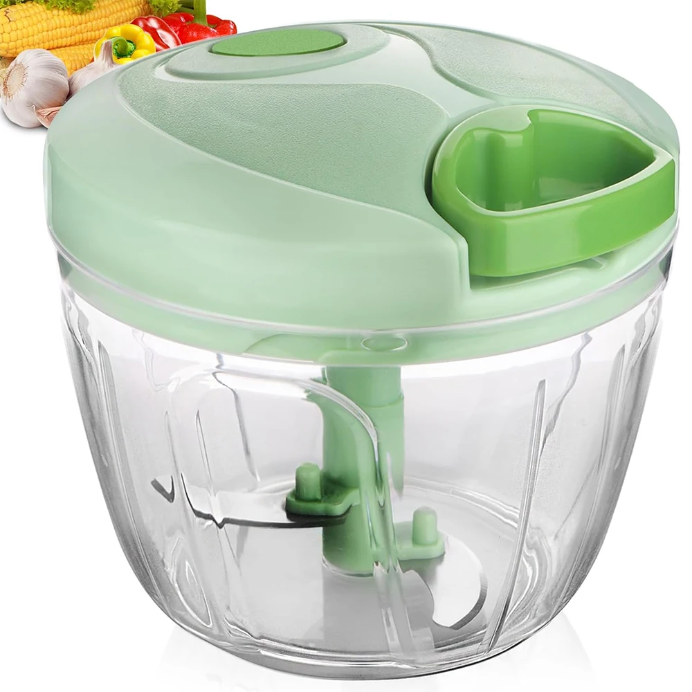 LMETJMA Manual Food Processor Vegetable Chopper Portable Hand Pull String Garlic Mincer Onion Cutter Garlic Chopper Mincer