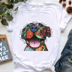 Camiseta de estampado gráfico para niñas, camiseta colorida informal, Tops de manga corta para mujer, Breeds Don'T Make And Dogs People Do Pitbulls