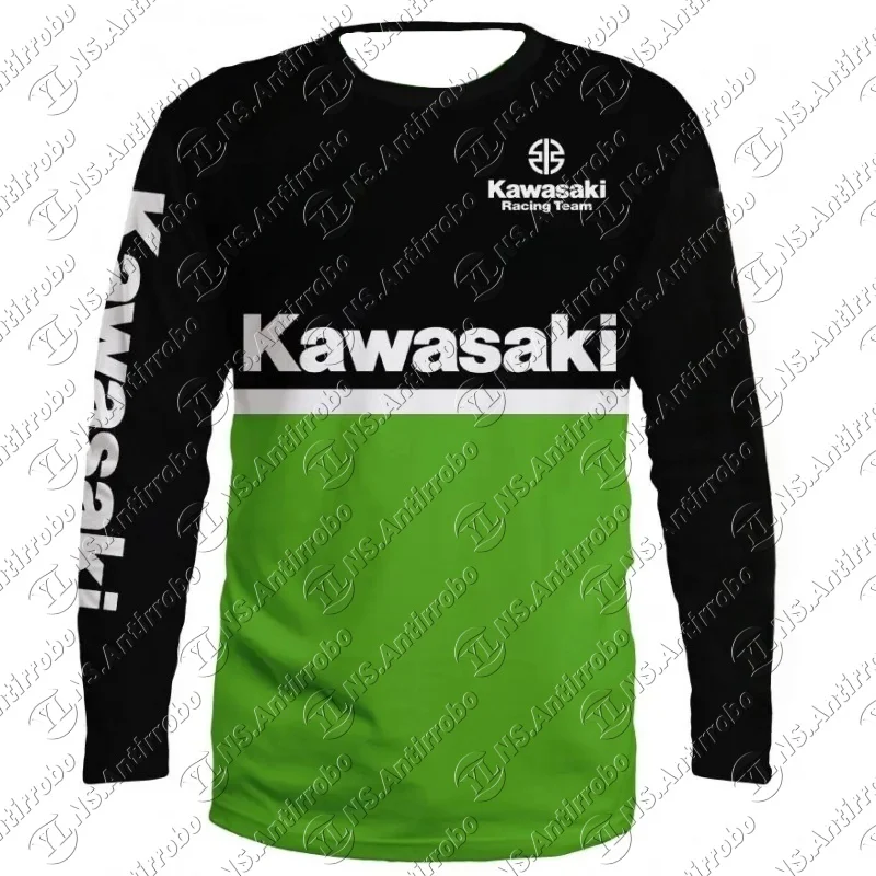 

Новая мотоциклетная гоночная командная форма Kawasaki, летняя мужская и женская дышащая быстросохнущая спортивная рубашка, впитывающая пот