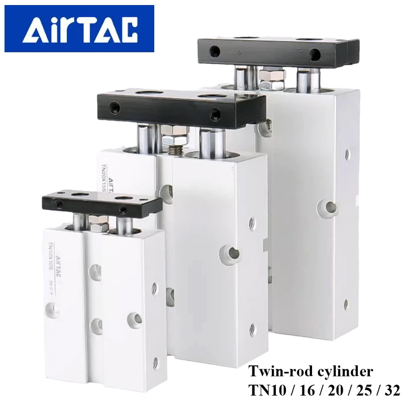 Пневматические цилиндры AirTAC TN с двойным штоком, двухстороннего действия, с направляющими поршнями, диаметр цилиндра 10/16/20/25/32 мм
