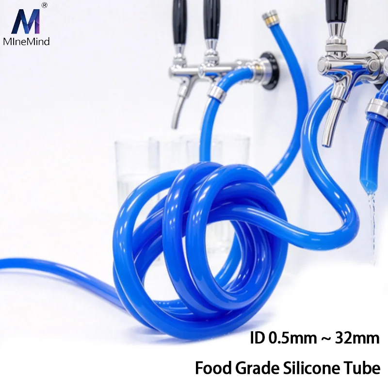 1-50M ID 0.5mm ~ 32mm Blue Food Grade Silicone Hose High-Temperature Resistant Soft Drink Water Tube Garden Aquarium Pipe