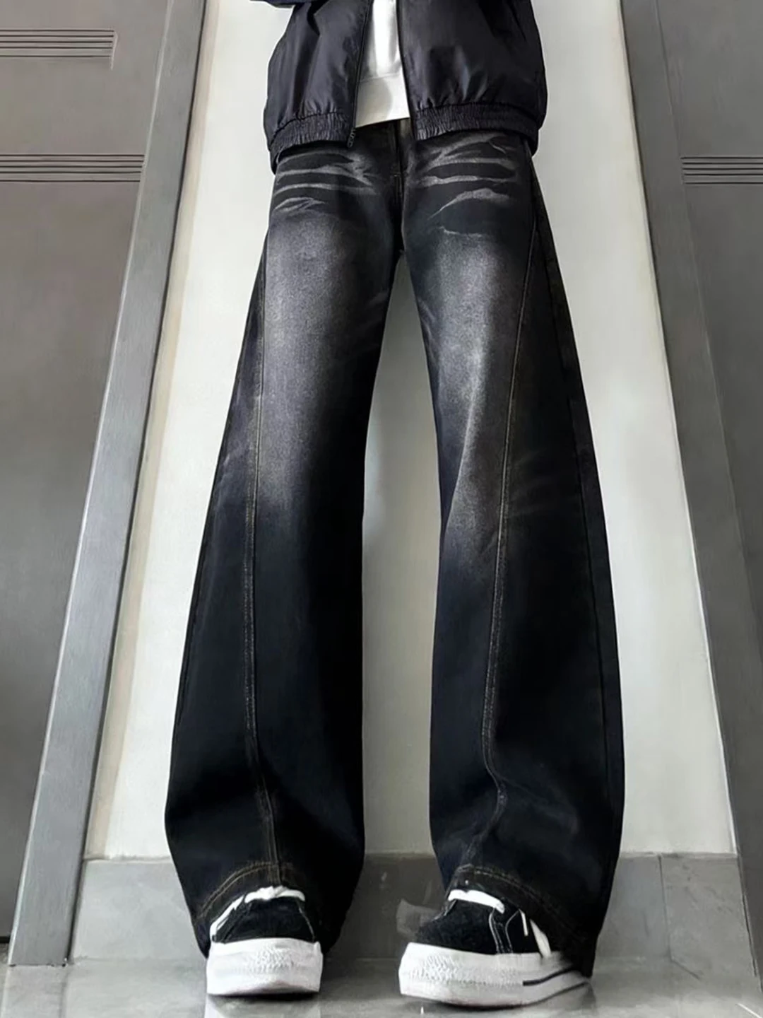 

American High Street Knife ape Wide Leg Jeans Men Loose Flared Pants 3D Cutting Slim Fit Straight Leg Trousers