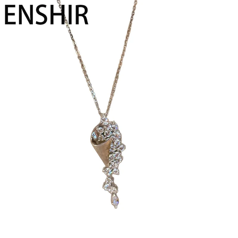 ENSHIR Tassels Sparkling Zircon Pendant Necklace For Women Niche Design New Trend Jewelry Gifts Wholesale Party