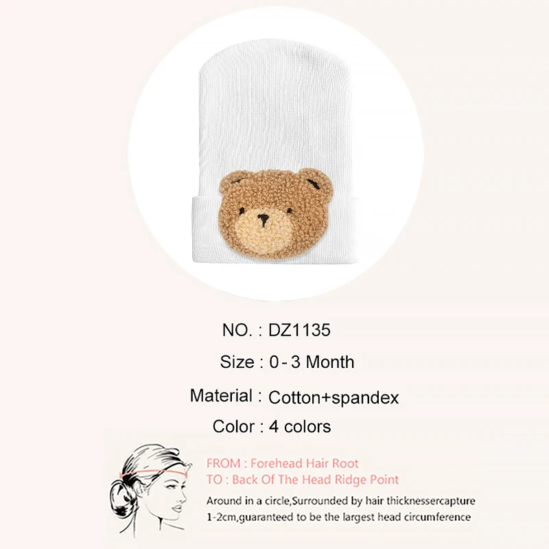 Geebro  0-3 Month Newborn Baby Girls Bear Cotton Beanie Hats Boys Kids Rabbit White Hat New Fox Baby Photography Props Stuff