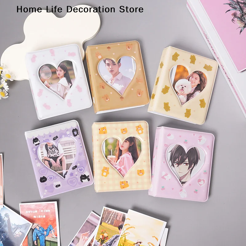 36 Cards Kpop Card Binder Name Card Book Photocard Holder Cute Bear Photo Album 3 Inch Love Heart Hollow Picture Storage Case