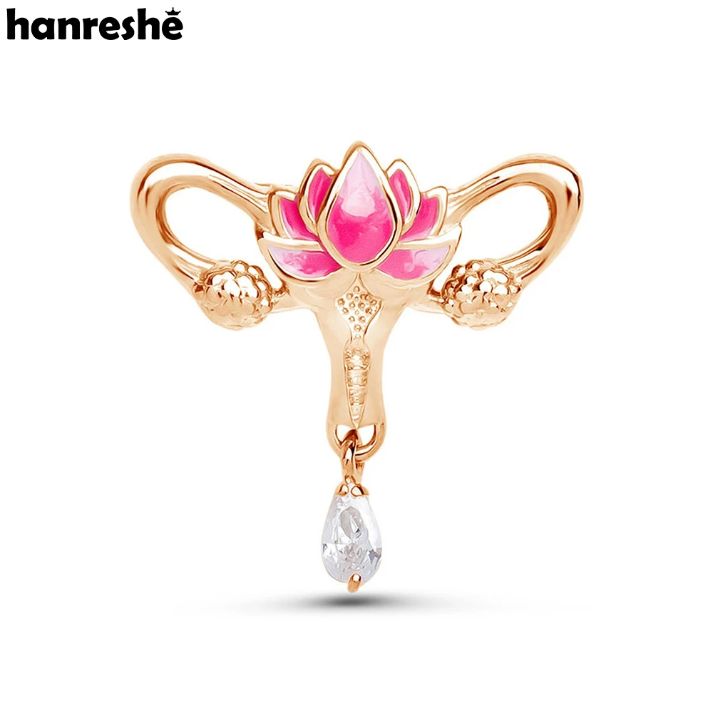 Hanreshe Woman\'s Womb Medical Jewellery Brooch Pins Gynecology Symbol of Medical Uterus Lotus Lapel Badge for Gynecologist Nurse