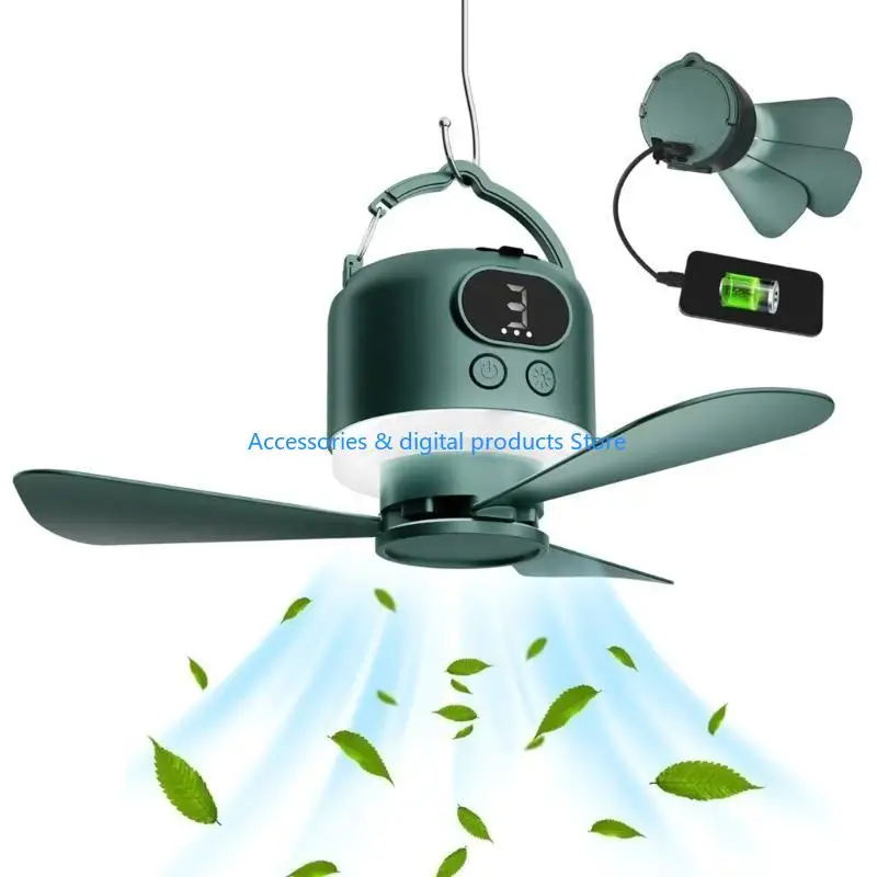 77JD 10400mAh Outdoor Ceiling Fan Light with Remote Controls and USB Charging, Includes Detachable Bladee and Adjustable for Use