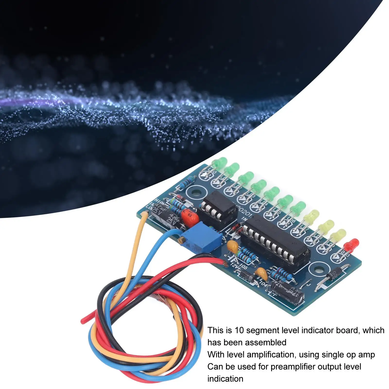 Módulo indicador de nível de áudio LED de 10 segmentos 3mm montado display de nível codificado por cores para amplificador de potência