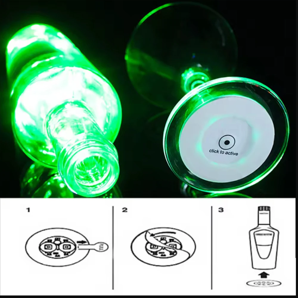 สติกเกอร์ขวด Coasters ไฟแบตเตอรี่ขับเคลื่อน LED เครื่องดื่มถ้วยคริสต์มาสแจกันปีใหม่ฮาโลวีนไฟตกแต่ง