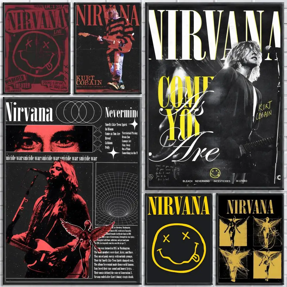 Band Nirvana Poster Poster Wall Sticker Waterproof Self Adhesive HD Art  Bedroom Bar Decor