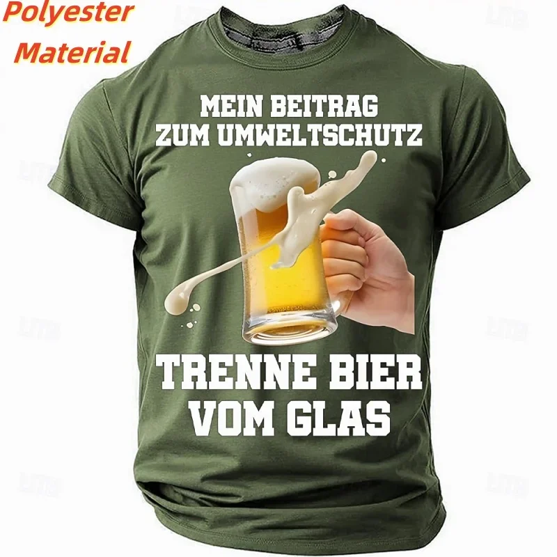Funny German Beer Quote T-Shirt Mein Beitrag Zum Umweltschutz Graphic Tee Casual Polyester Short Sleeve Humor Drinking Shirt