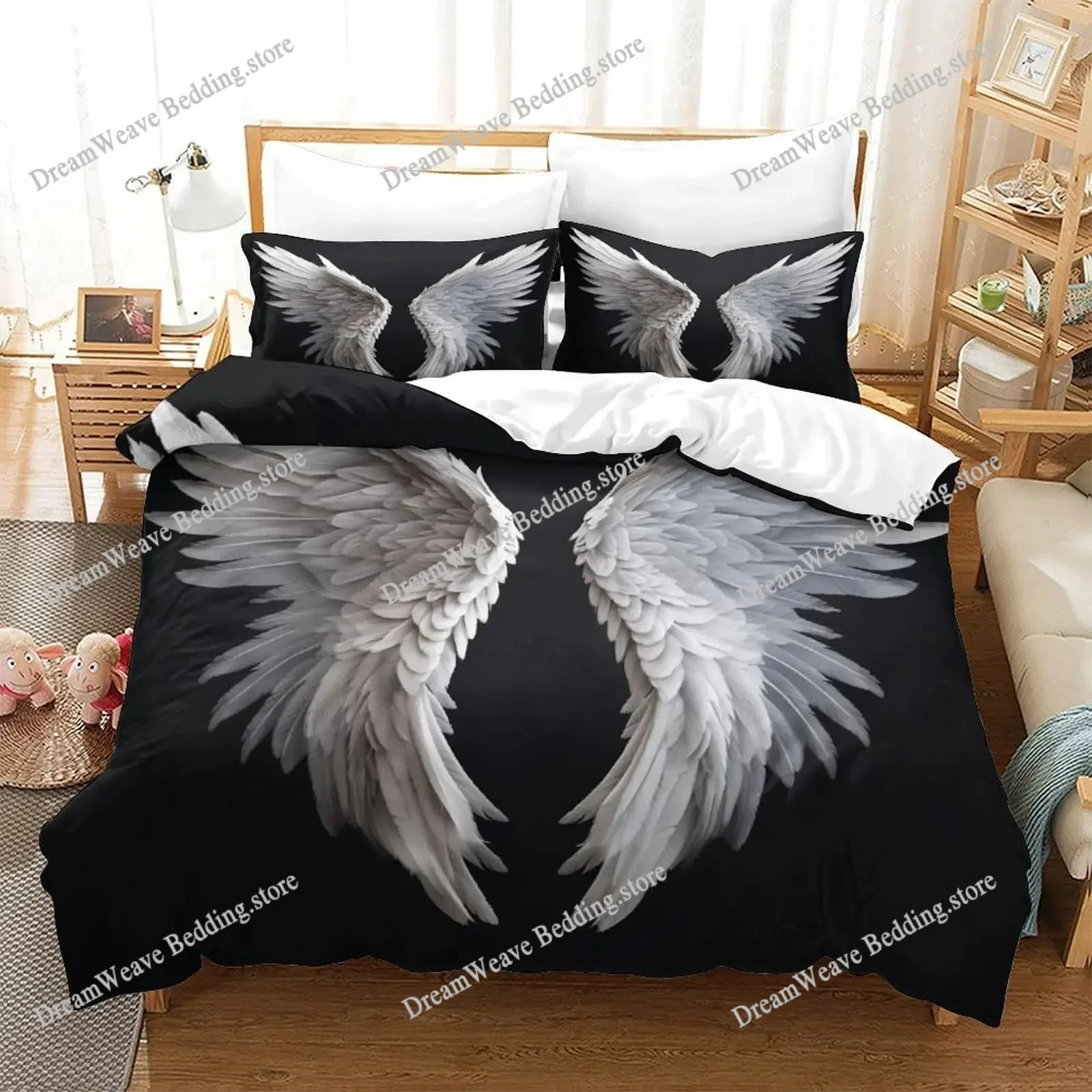 3D Print Angel Wings Bedding Set Boys Girls Twin Queen King Size Duvet Cover Pillowcase Bed Boys Adult Home Textileextile