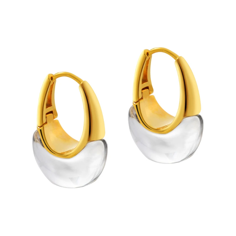 Korean Style Minimalist Niche Design Cool Personalized Texture Irregular Transparent Resin Temperament Earrings for Women.