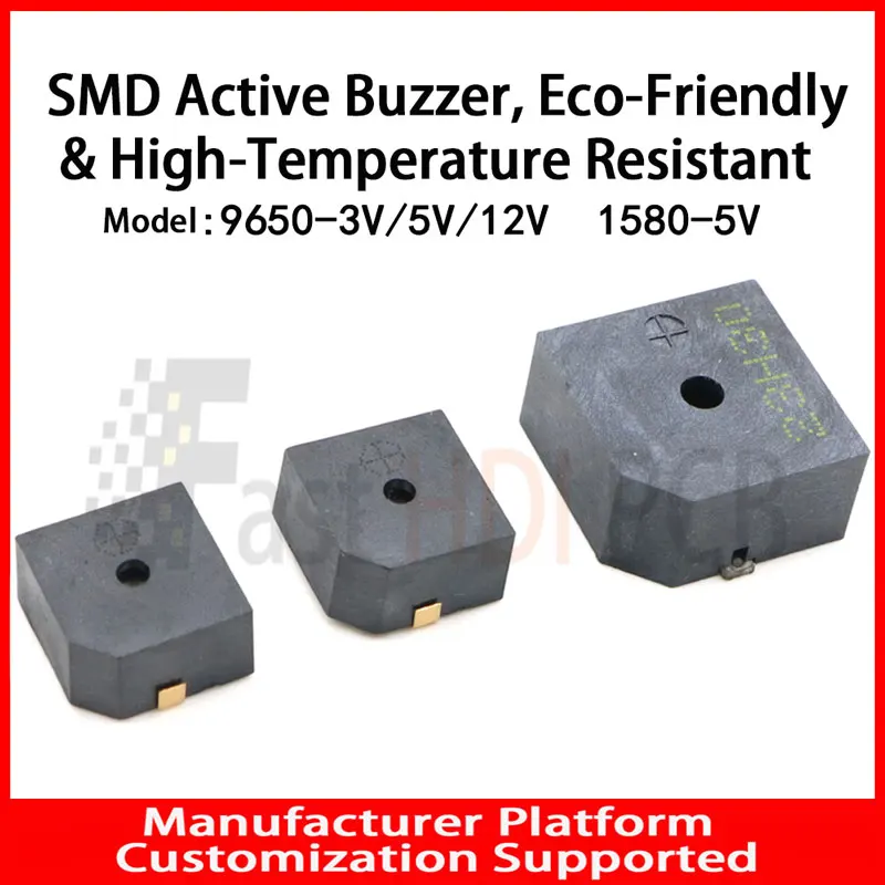 SMD 9650/1580 Buzzer Ativo - RoHS Resistente a Alta Temperatura/Tensão Personalizada para Produção em Massa (Desconto por Atacado/Suporte OEM)