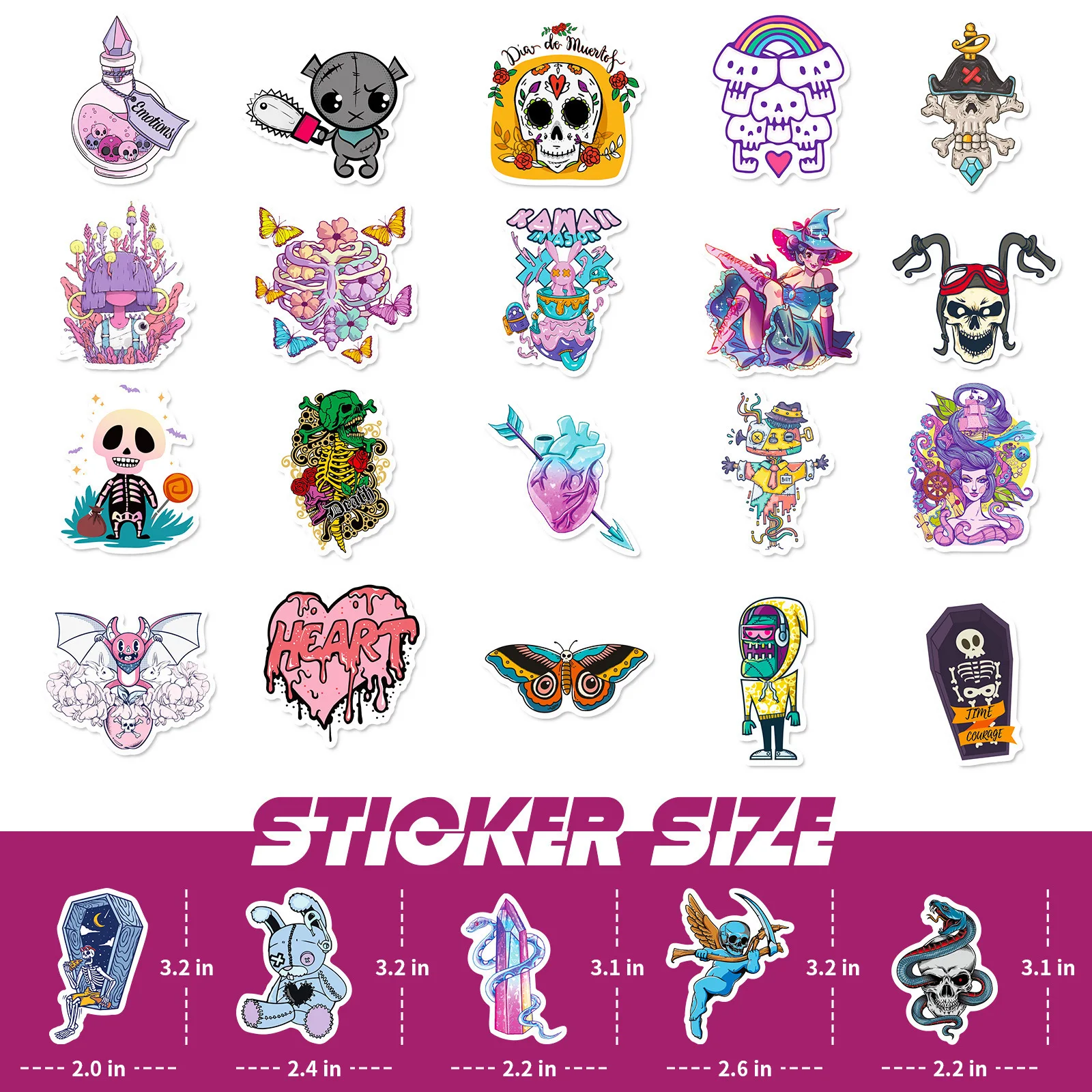 10/50PCS Cool Horror Skull Graffiti Stickers Waterdicht Gothic DIY Speelgoed Geheim voor Scrapbook Reistas Esthetische Decals