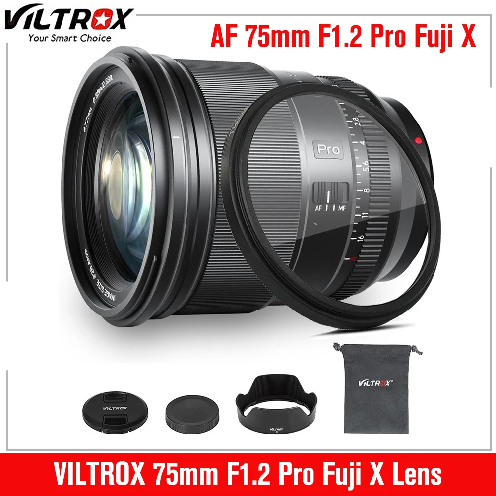 VILTROX 75mm F1.2 Pro Fuji X Lens Auto Focus Large Aperture Portrait APS-C for Fujifilm XF Mount Camera X-T4 T100 X-H2S X-T30