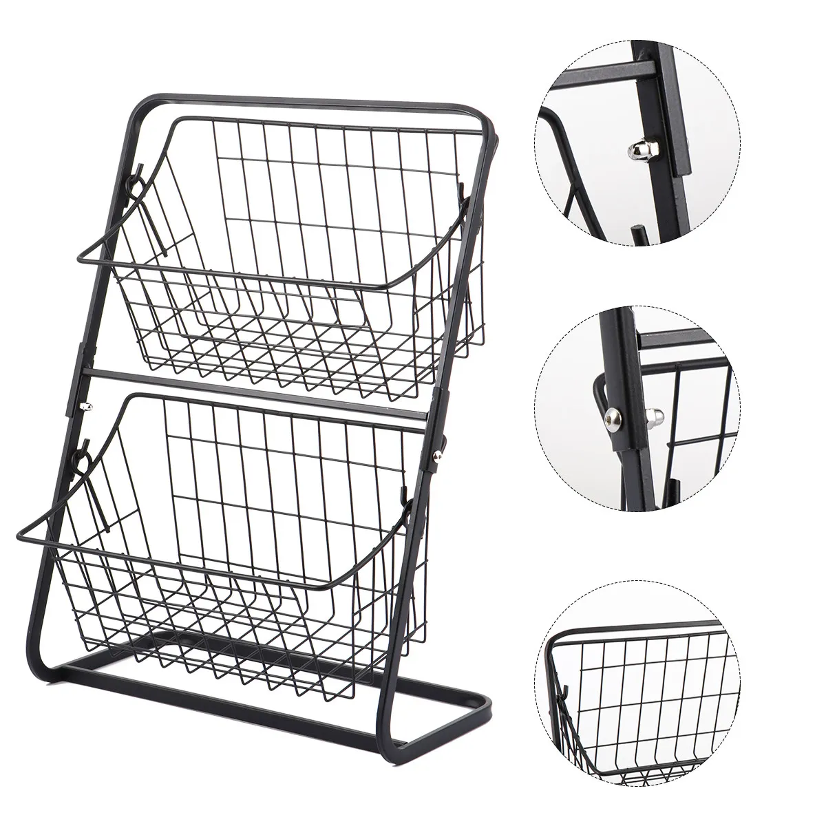 1Pcs High Grade Iron Storage Rack Two Layer Organizer Kitchen Desktop Home Supplies Basket Simple Elegant
