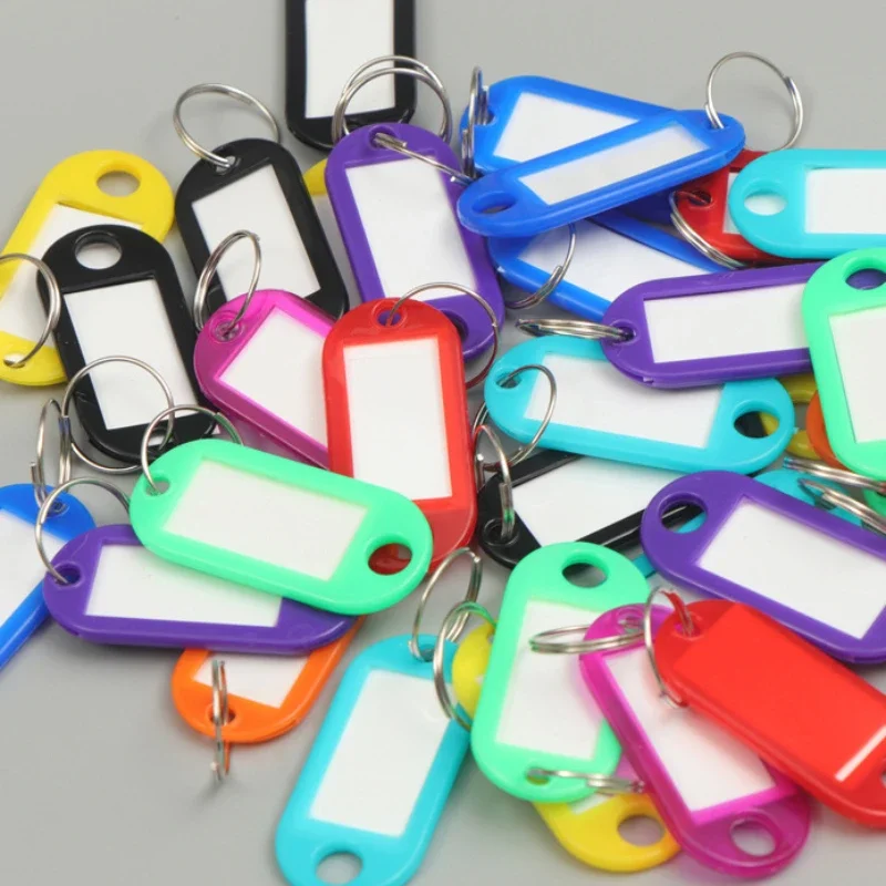 10/20/30/50/80/100pcs New Random Color Key Tags with Labels Plastic Prevent Missing Key Identifiers Luggage Bag Accessories