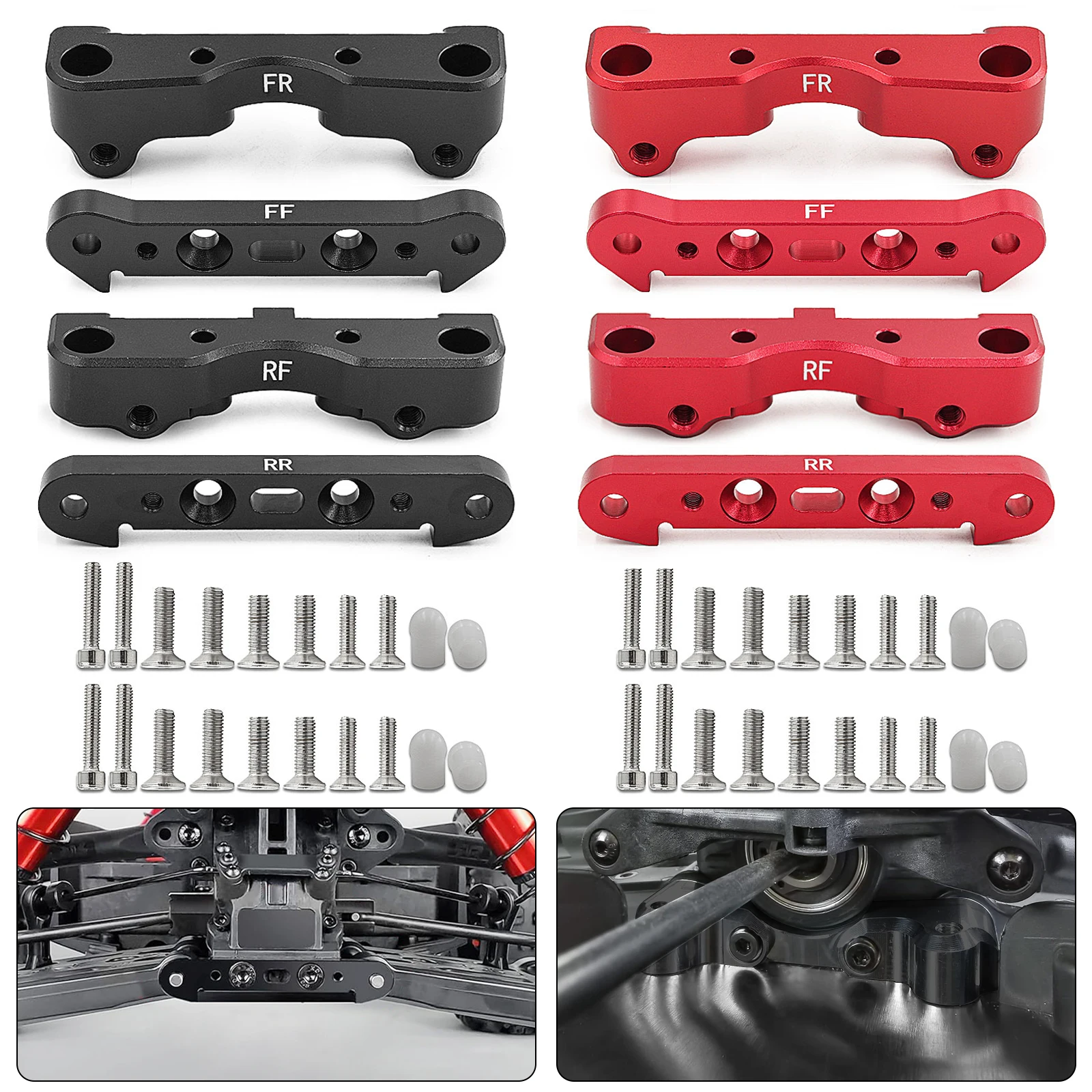 Soporte de brazo inferior delantero y trasero de Metal para ARRMA 1/5 KRATON 8S BLX ARA110002T1/ARA110002T2 RC juego de soporte de brazo inferior piezas de mejora