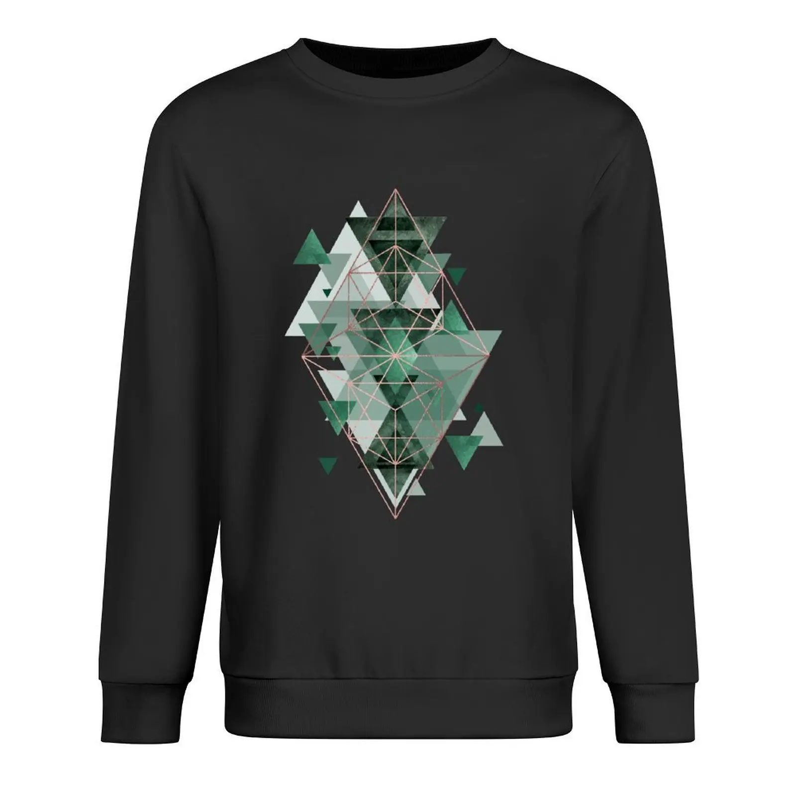 

Emerald Green Geometric Pullover tracksuits korean clothes men's autumn clothes fashion men hoody