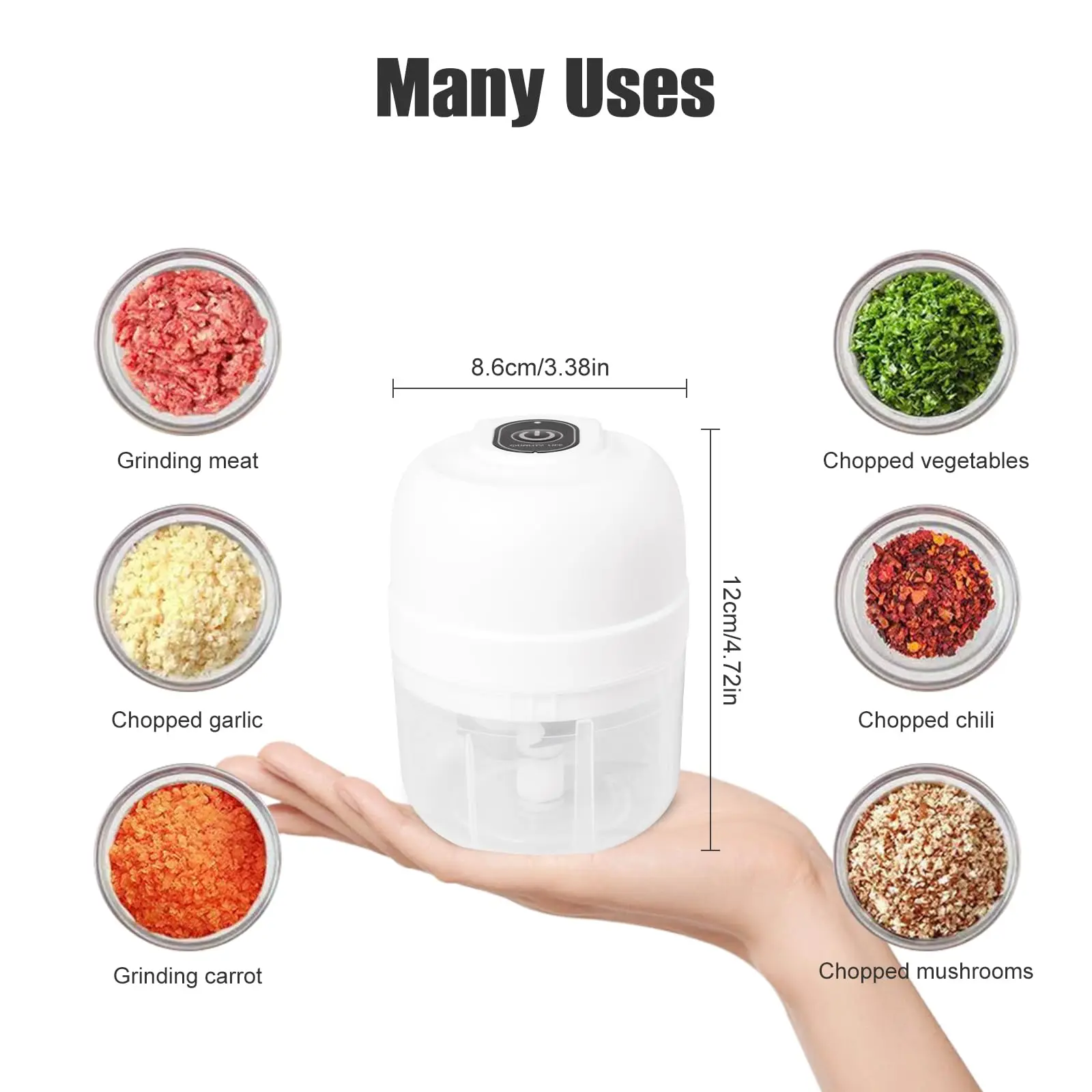 Electric Garlic Chopper 250ml USB Rechargeable Portable Electric Food Chopper Vegetable Chopper With Container