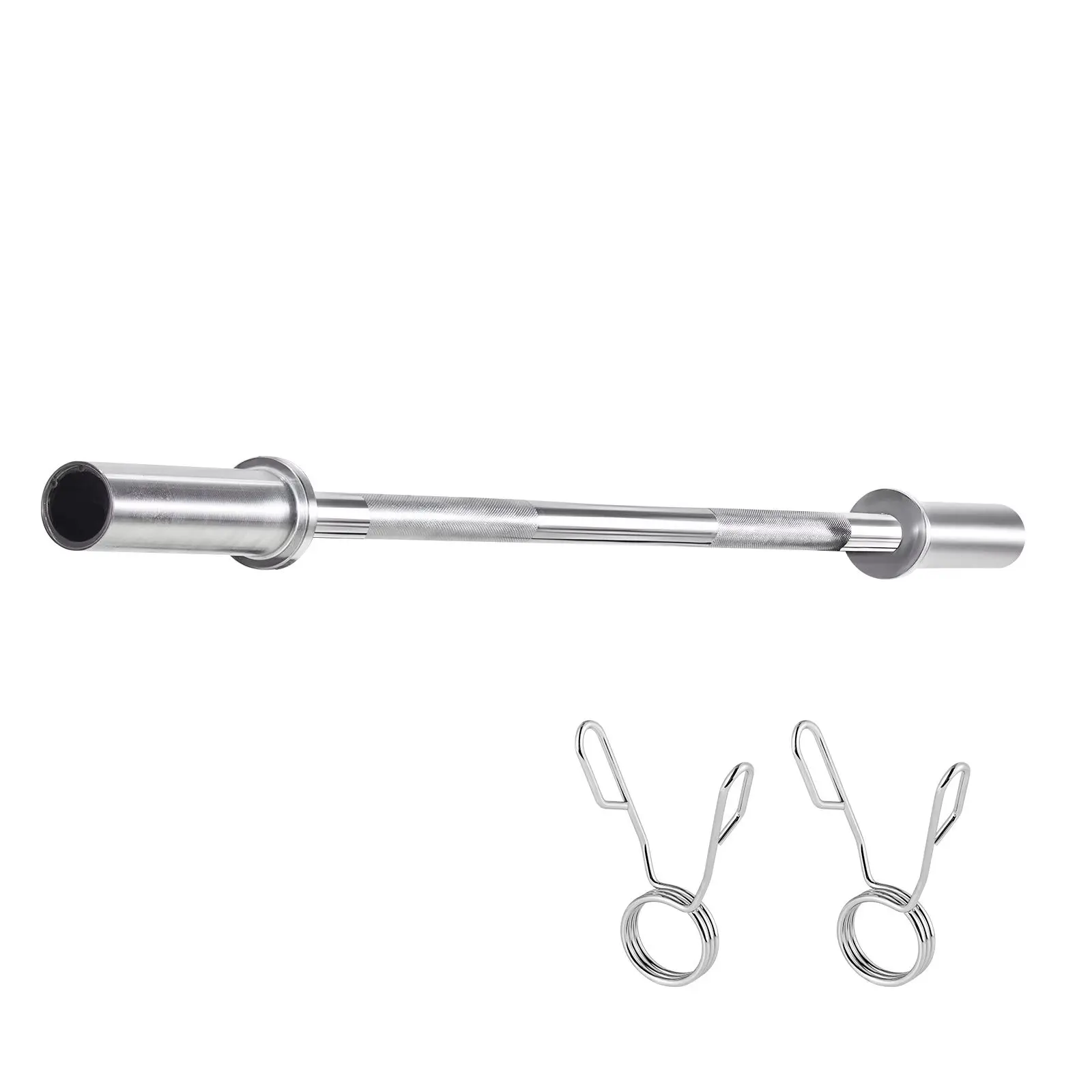 4FT Barbell Bar, Fits 2-Inch Weight Plates, Chrome with Knurled Grip for Strength Training, Weightlifting, Squat, Deadlift