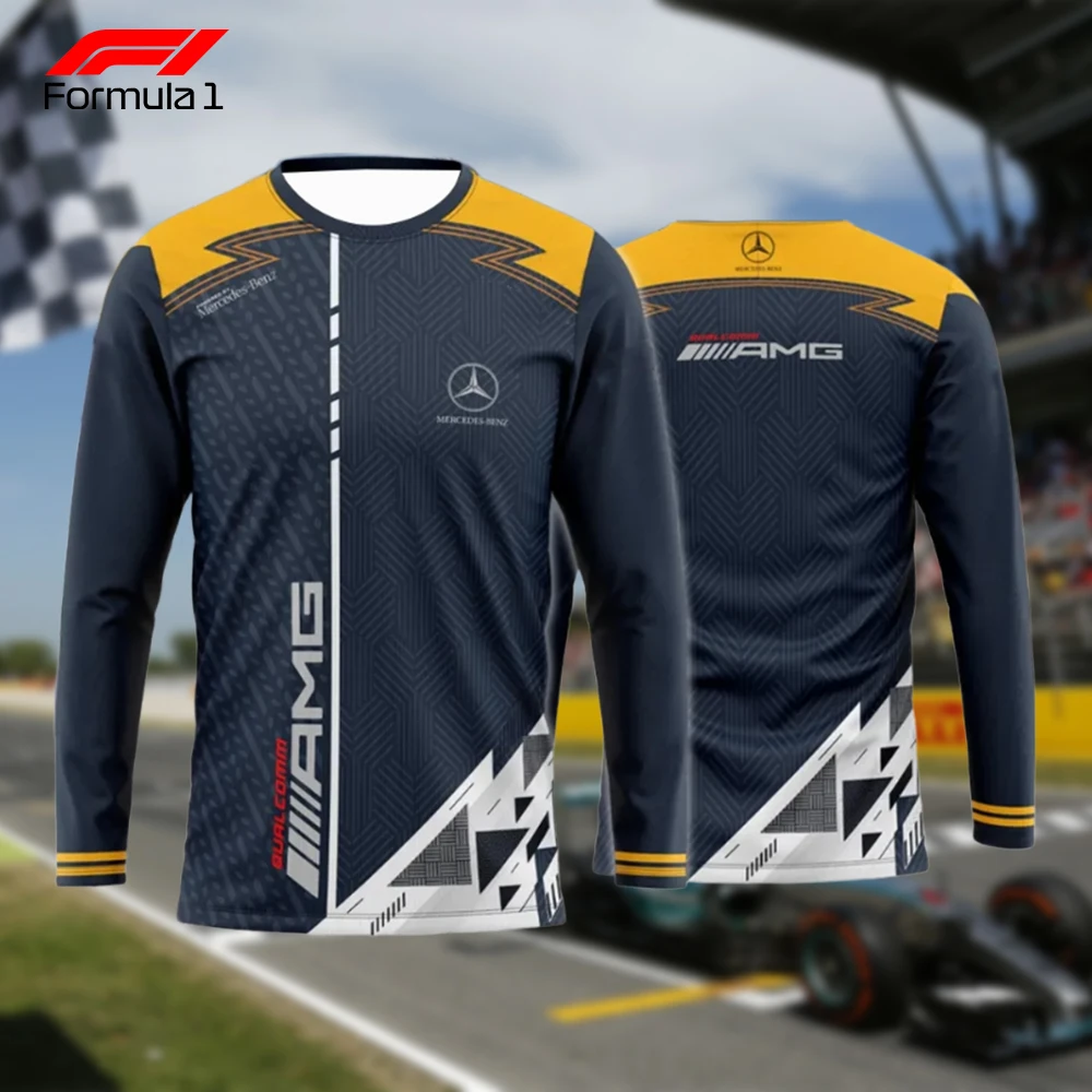 

Latest Hot Selling Mercedes AMG Pattern Printed Racing Commemorative Long Sleeved Sports Shirt For Daily Outdoor Breathable Top