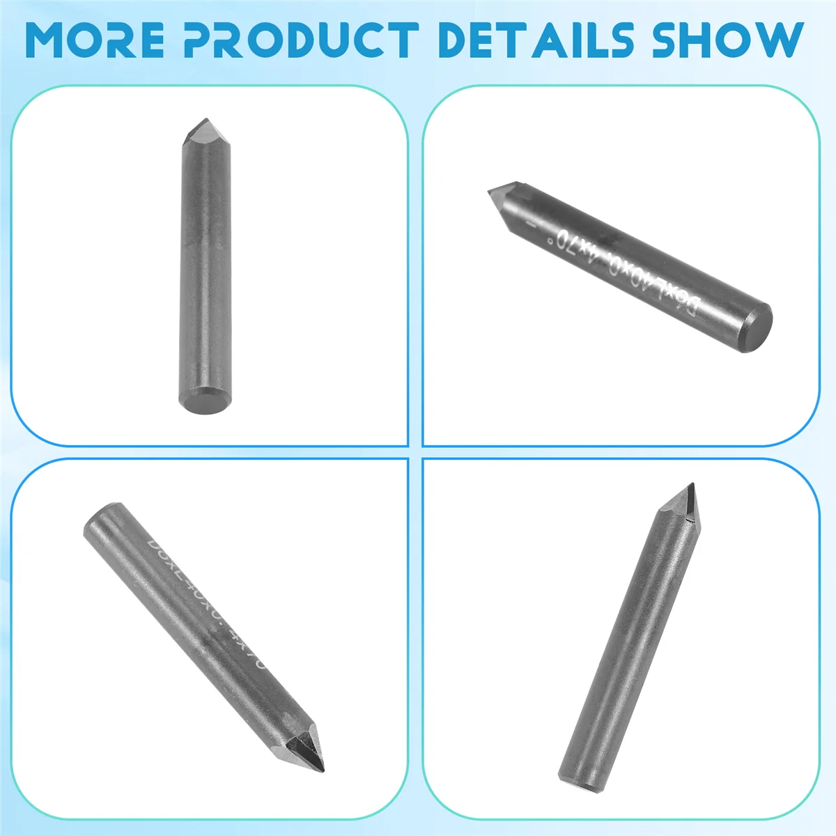 PCD Diamond Engraving Bits Engraver CNC Carving Tools Stone Carbide Milling Cutter on Marble D6XL40X70degreeX0.4