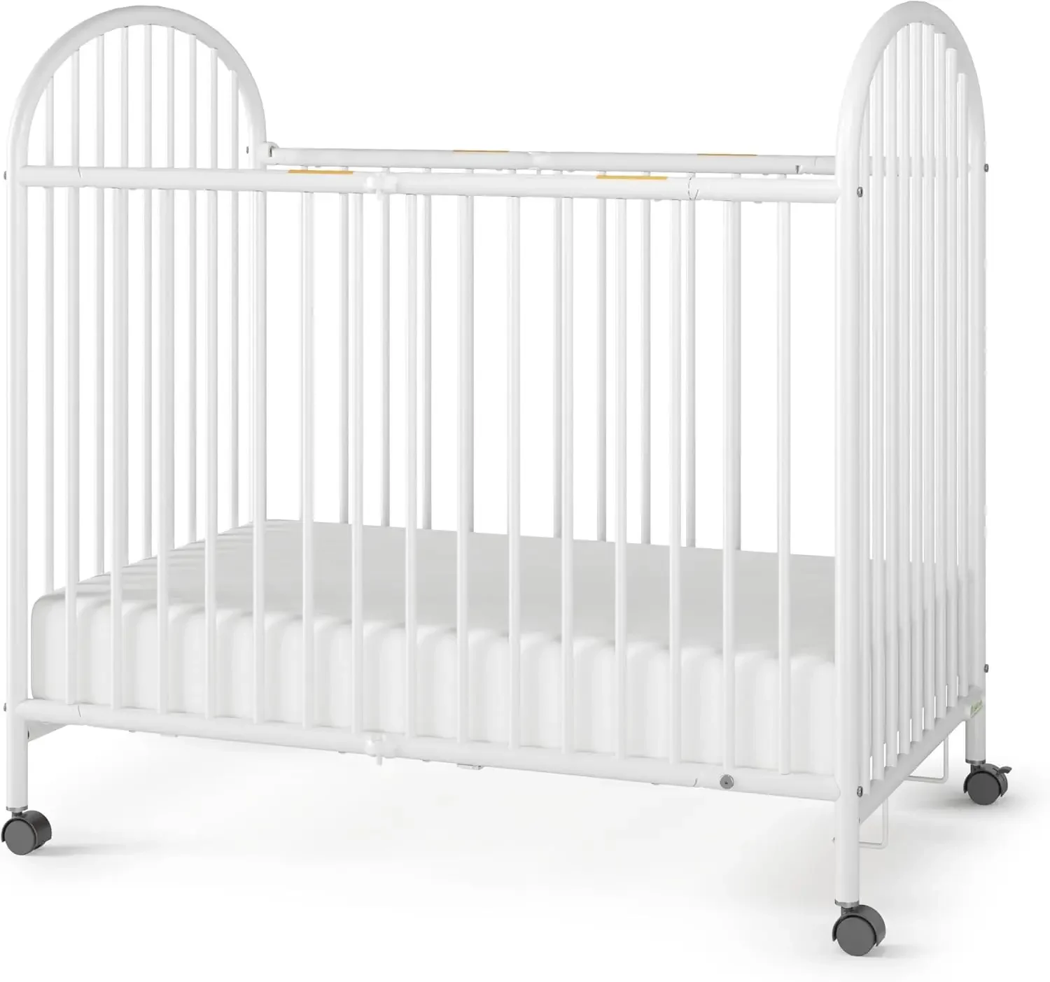 

Child Craft Sweet Dreamer Arched Compact Folding Portable Crib with 3” Crib Mattress and 2 Easy Roll Locking Wheels, Durable