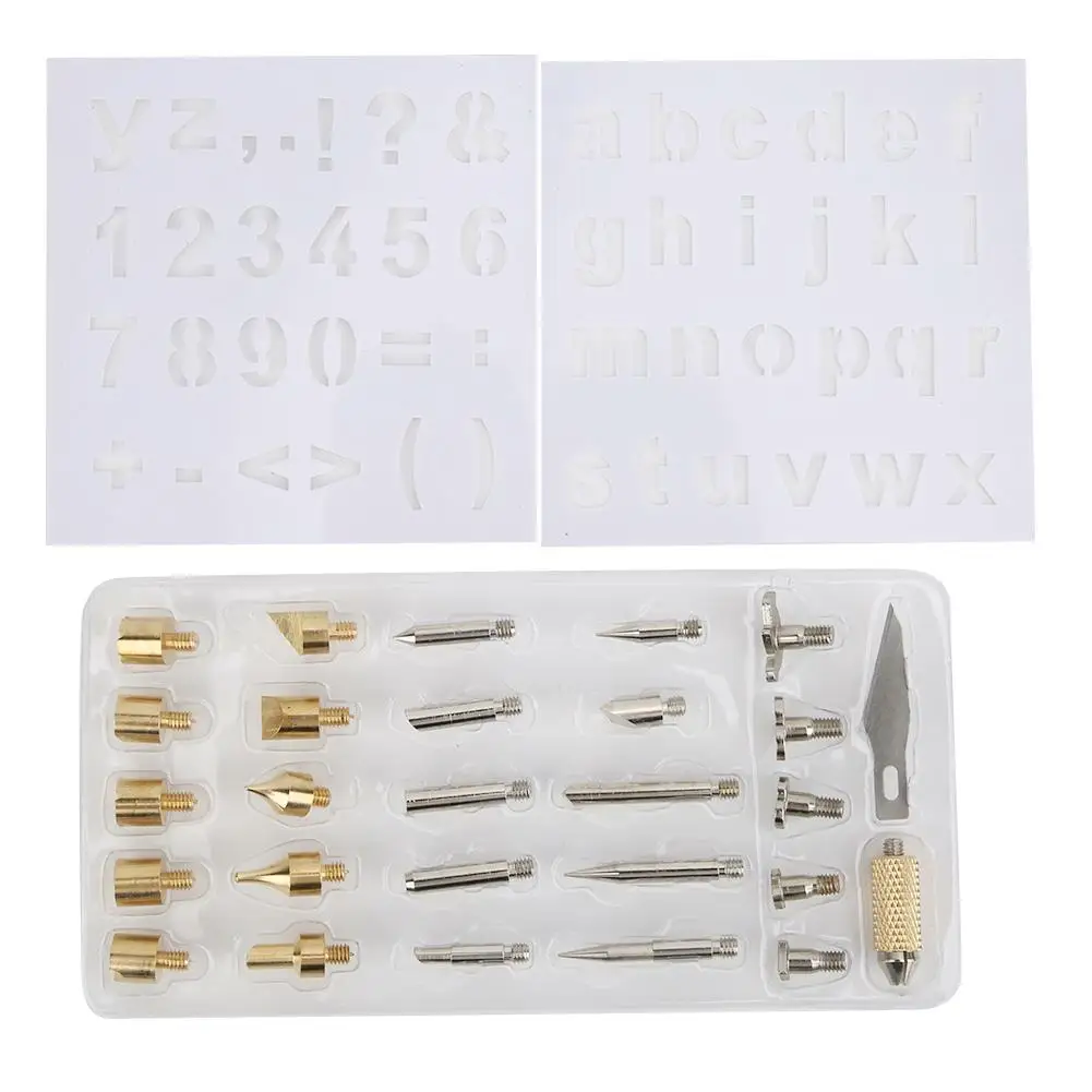 

28Pcs Wood Burning Pen Tips Stencil Set for Pyrography, for carving , Soldering Iron, Welding, Wood Embossing, Repair