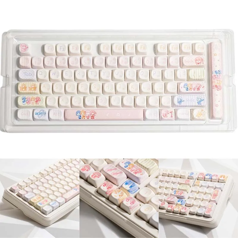 

138 Keys BOCCHI THE ROCK Keycaps Cartoon Anime Retro White PBT Cross Keycap Universal Mechanical Keyboard Keycaps FOA/XOA/MDA