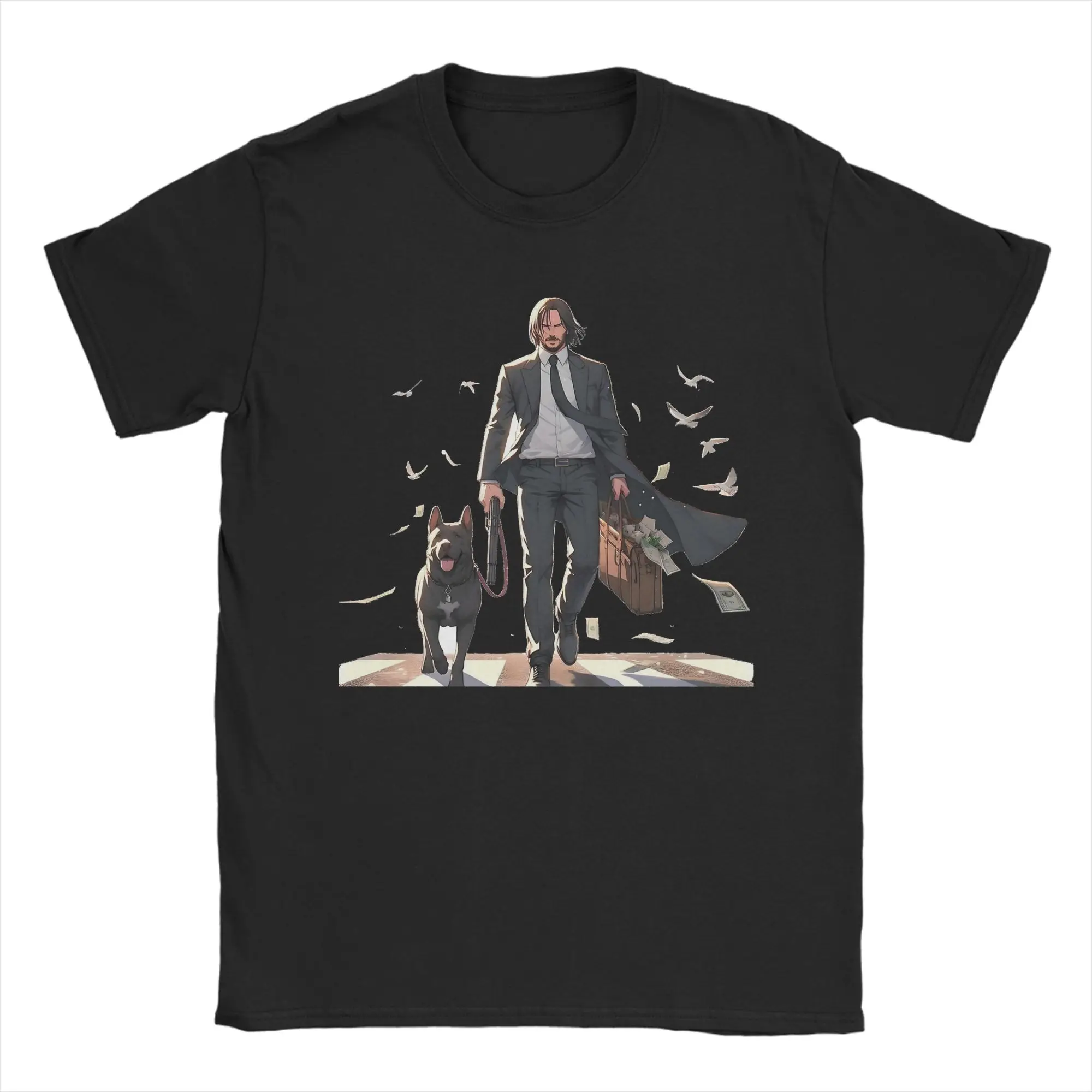 

John Wick Anime Style T-Shirts Men Fashion Cotton Tees Crewneck Short Sleeve T Shirts Party Tops