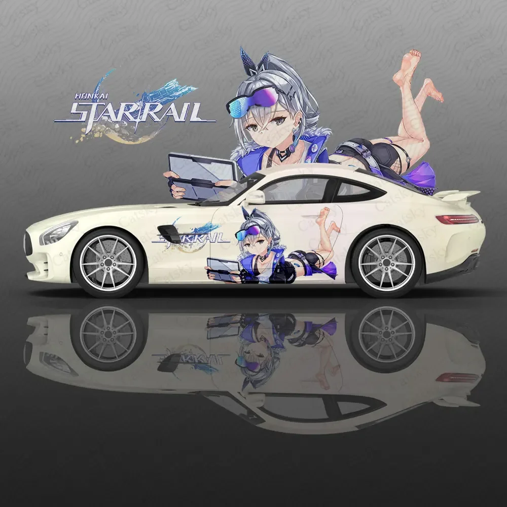 Silver Wolf Anime Girl Car Decal Flower Vinyl Car Stickers SUV Side Graphics Decals, Universal Size, Vehicle Body-Decals view 4