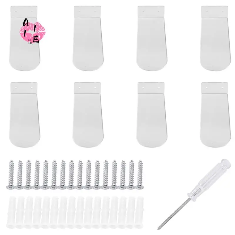 

A11E-Floating Shoe Display Shelves For Wall Mount Set Of 8,Clear Acrylic Floating Shelves For Showcase Sneaker Collection