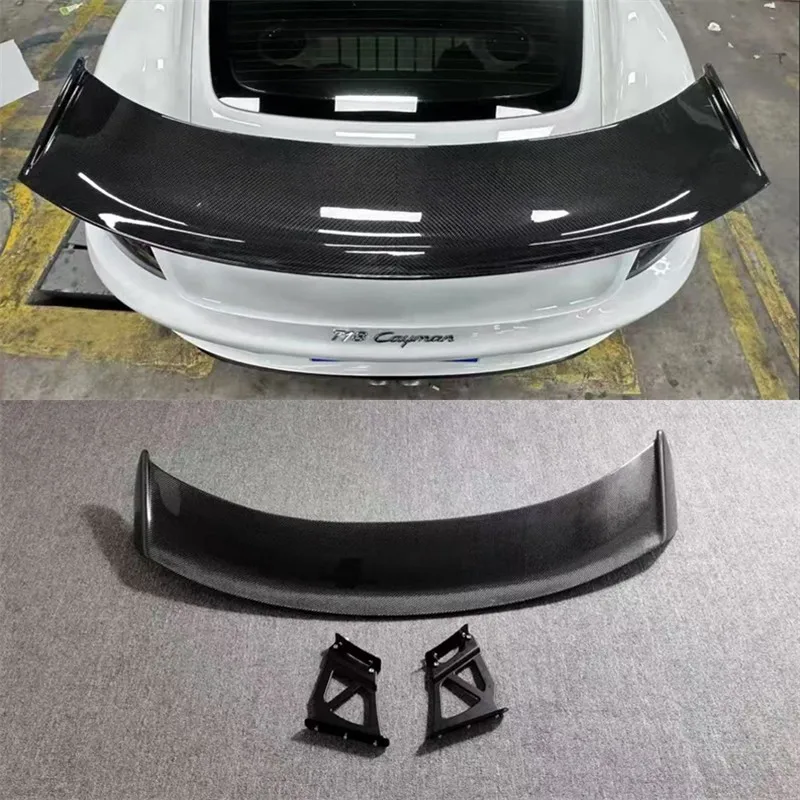 

For Porsche 718 981 987 Real Carbon Fiber Tail Wing Wing Rear Trunk Lip Car Accessories Refit Decoration Spoiler Kit