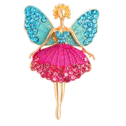 Elegant Ballet Dancing Girl Brooches For Women Shiny Rhinestone Beauty Fairy Butterfly Party Brooch Pin For Clothes Jewelry Gift