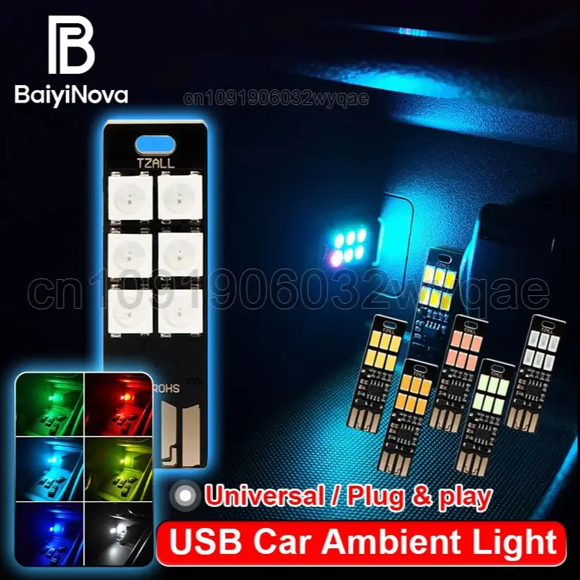 1Pc Portable Mini Car Atmosphere Light 5730 USB LED Lamp 5V Touch Sensor Dimmable Night Light for Car interior Home Reading lamp