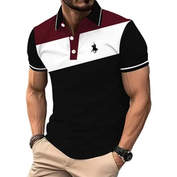 Camisa polo casual masculina, manga curta, lapela slim fit, cor ortográfica, tops de fitness, verão