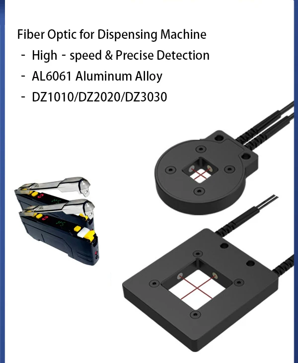 Dispenser alignment, fiber‑optic sensor, needle tilt, broken needle, probe detection and positioning, 3‑axis positioning, origin