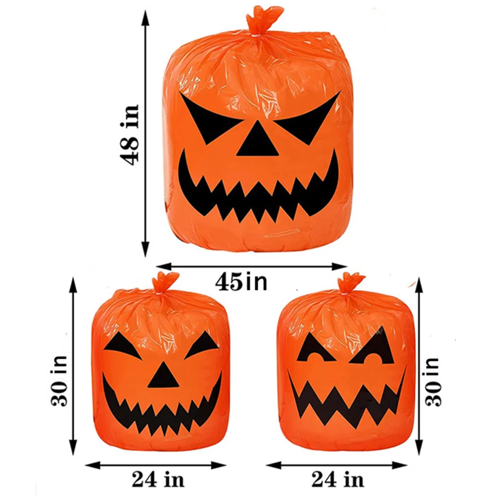 1/2pcs Halloween Pumpkin Plastic Garbage Leaf Bag Home Outdoor Garden Yard Decoration Lawn Bag Halloween Party Props