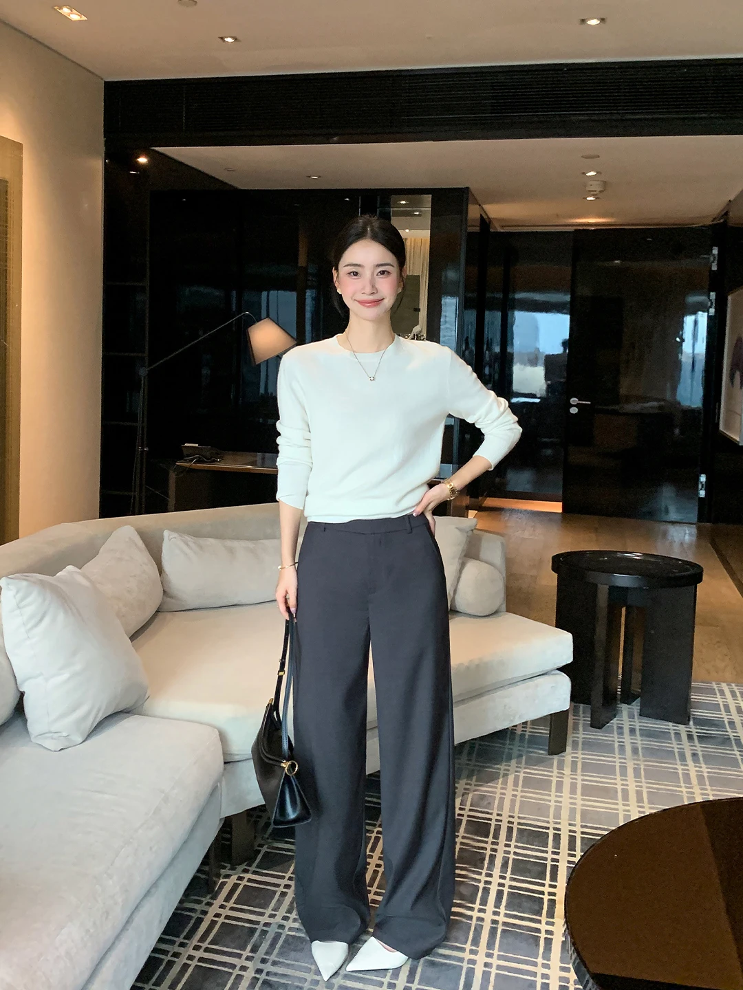 

Maven Lin ey, прямые брюки с высокой талией, женские широкие брюки, деловой костюм, брюки со средней талией