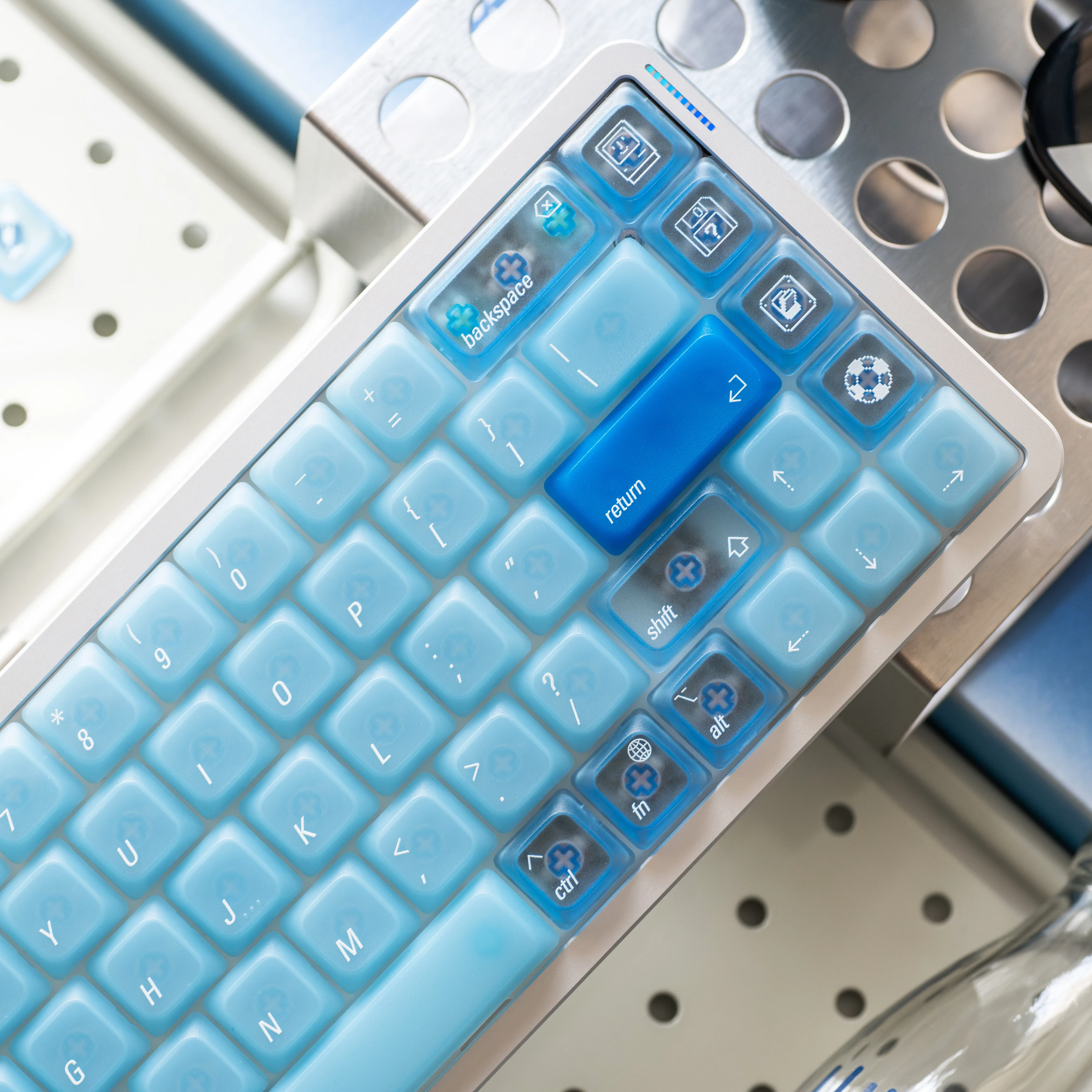 LeleDesign LowSup-Ocean Blue Low Profile Keycaps, PC Material 134 Keys, for 60/75/80/100 Layout Thin Mechanical Keyboard